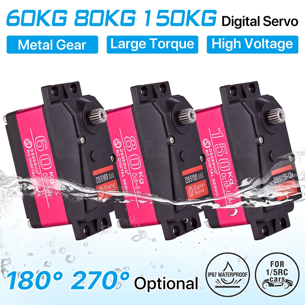 Servo de Voiture RC Métal 80KG 180° Haute Torsion installé sur un monster truck