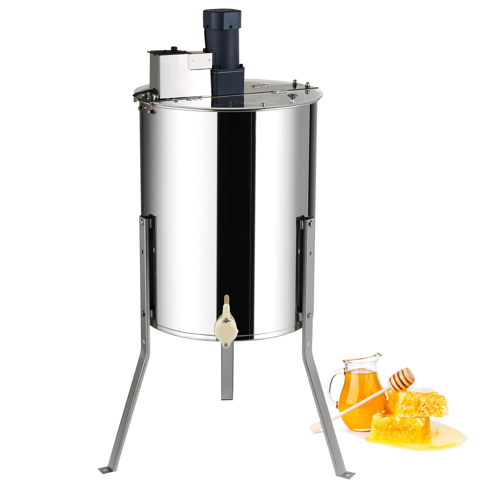 VEVOR Extractor de Miel Eléctrico 4/8 Marcos Centrífuga Separador de Miel 140 W de Acero Inoxidable con Tapa Adecuado para Nido de Abejas Tamaño Profundo 48 x 23 cm Mediano 48 x 16 cm Altura Ajustable
