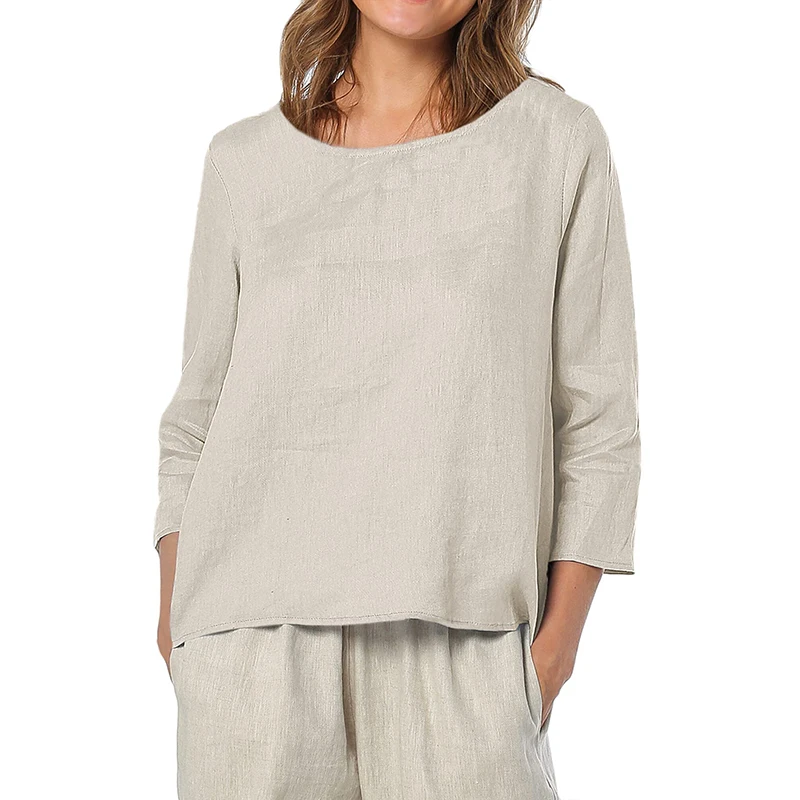 100% Linen Oversized T-Shirt Casual Asymmetrical Tees Fashion Woman Blouses 2026 Harajuku Basic Female Top Camisetas De Mujer 4