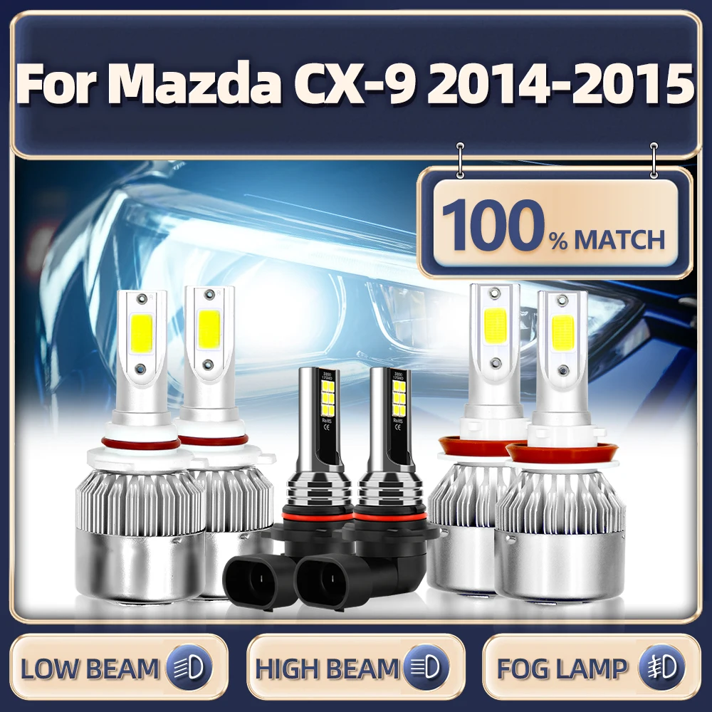 

60000LM Canbus Led Headlight Bulb 9005 HB3 H11 Turbo Lamp Bulb Led Car Fog Lights 12V 6000K White For Mazda CX-9 2014 2015