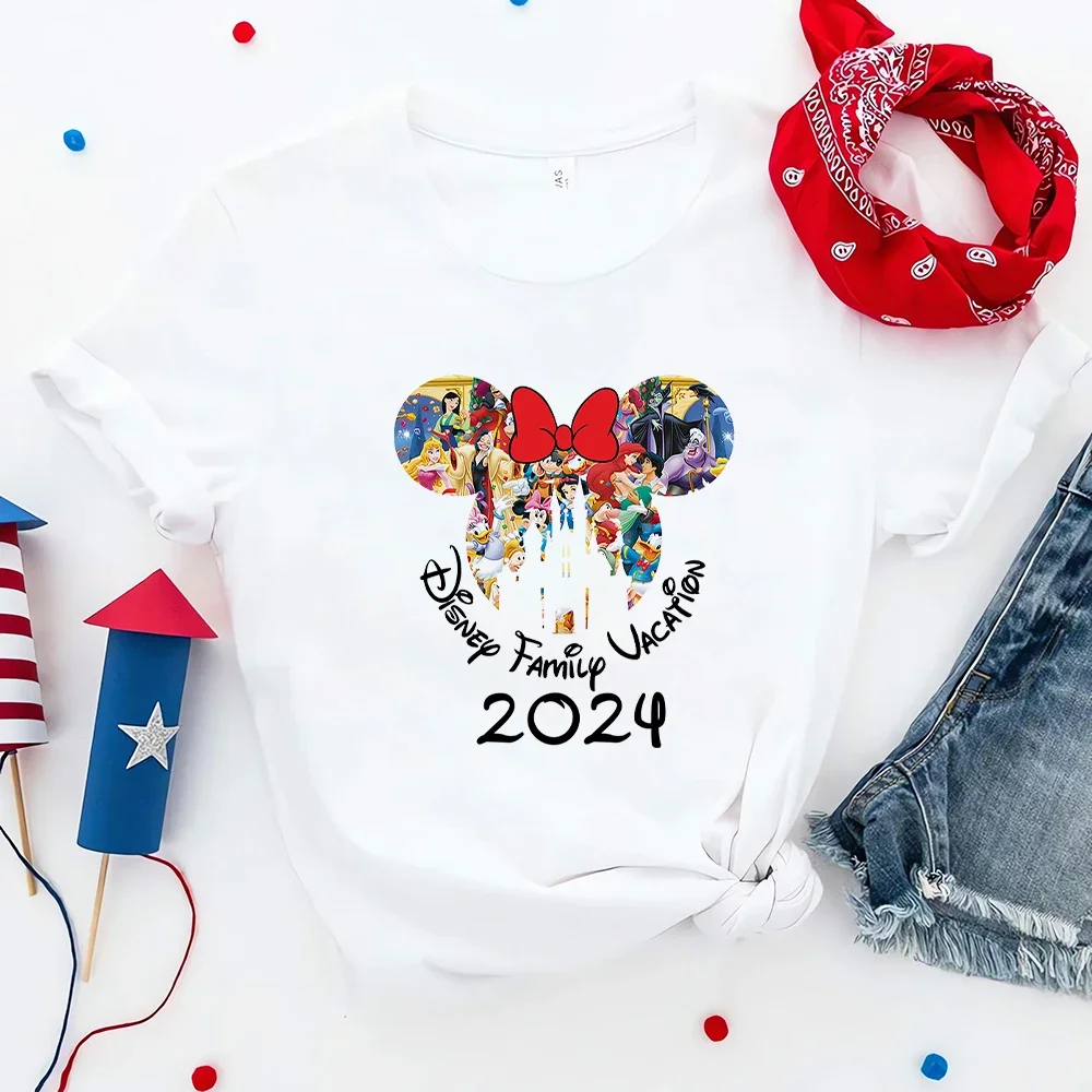 Disney 2024 Family Vacation Clothes Aesthetic Fashion Disneyland Trip Men Casual T-shirt Summer Short Sleeves Streetwear Tshirt