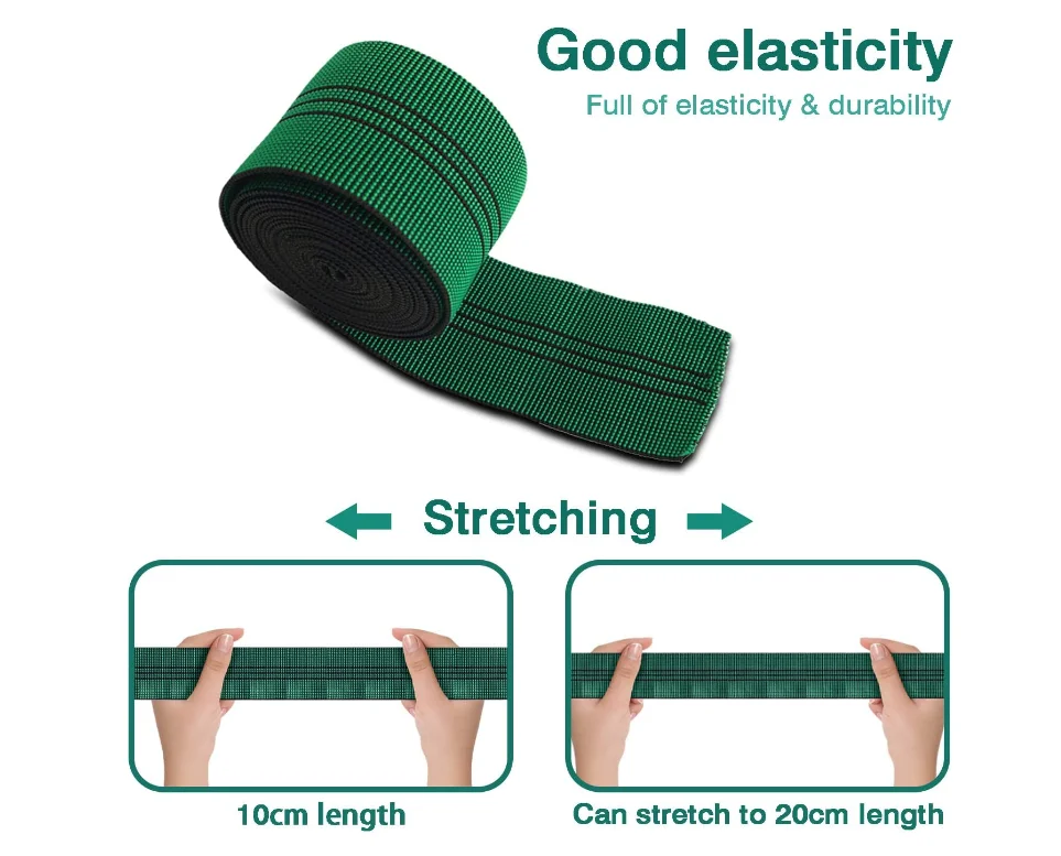 Fettuccia Elastica Per Tappezzeria - Lattice, 5cm X 10m, Verde, Per Riparazione Divani E Sedie - Foto 4
