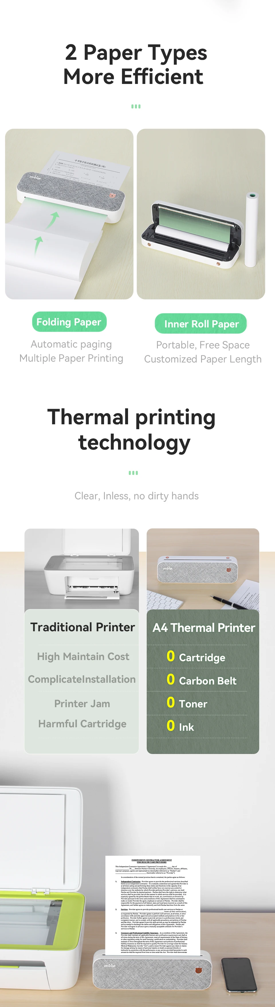 Mini Portable A4 Inkless Printer - small wireless printer | Diversi