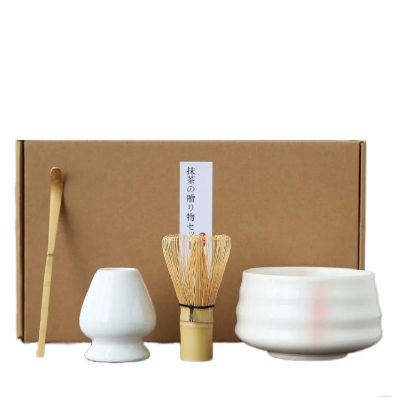 4pcs/set traditional matcha giftset bamboo matcha whisk scoop ceremic Matcha Bowl Whisk Holder japanese tea sets