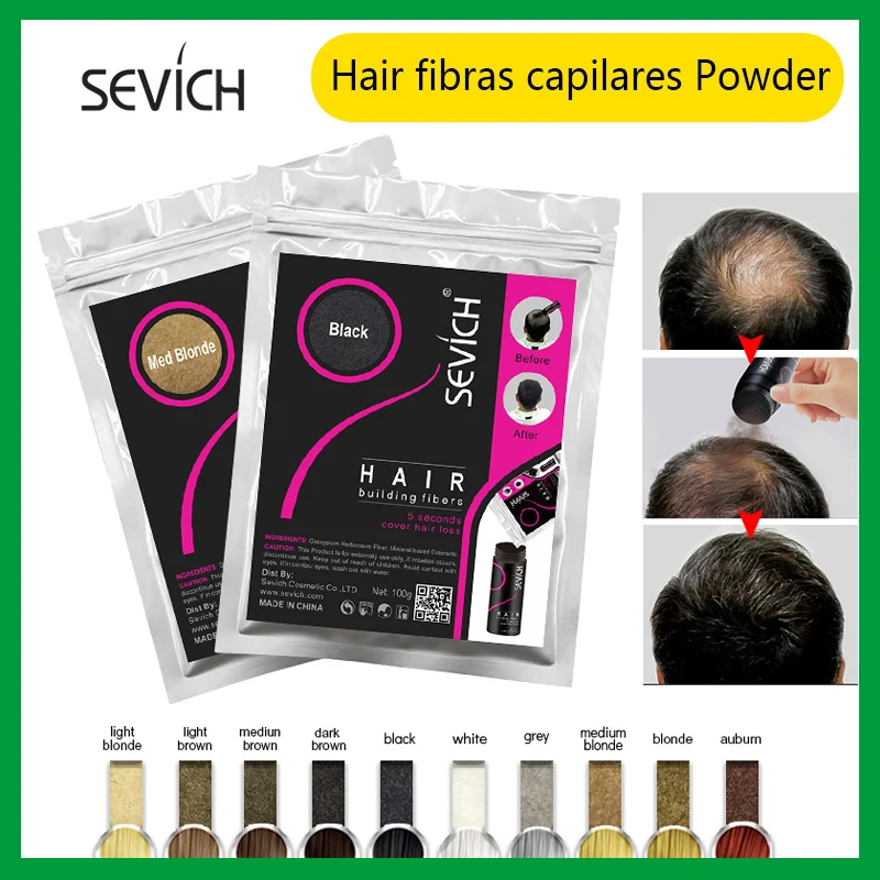 Hair Building Powder Hair Building Fibers Hair Fibras Capilares Powder 100g Hair Fibers Keratin Thickening Spray Growth Fibers Refill Bag Instant Wig Regrowth Powder
