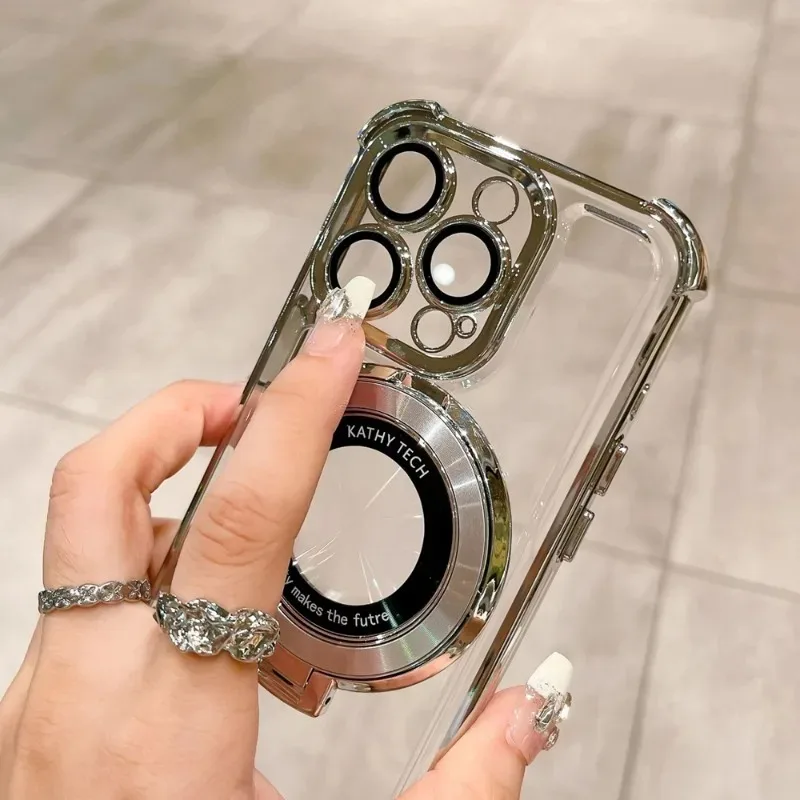 Fashion Plating Kickstand Case with Holder Stand and Shockproof Bracket
