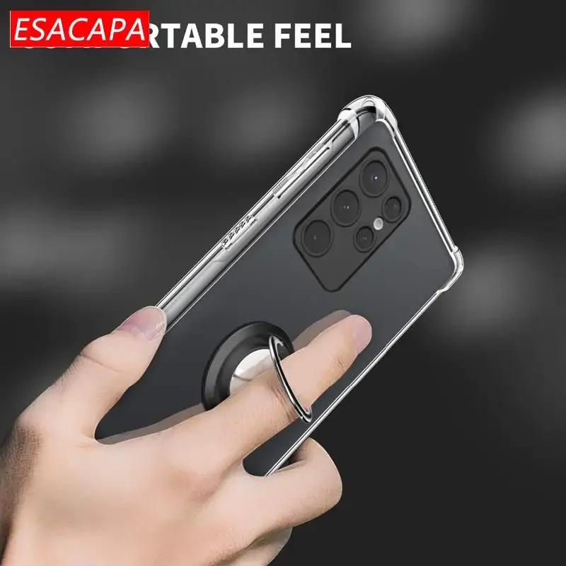 Magnetic Ring Stand Holder Transparent Soft TPU Shockproof Phone Case