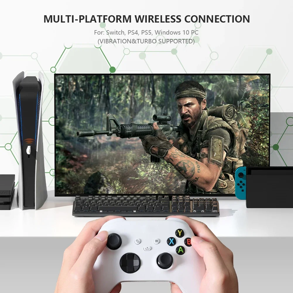 BIGBIG WON R100 USB Wireless Adapter for Switch PS4/PS5 XBOX Gamepad Controller