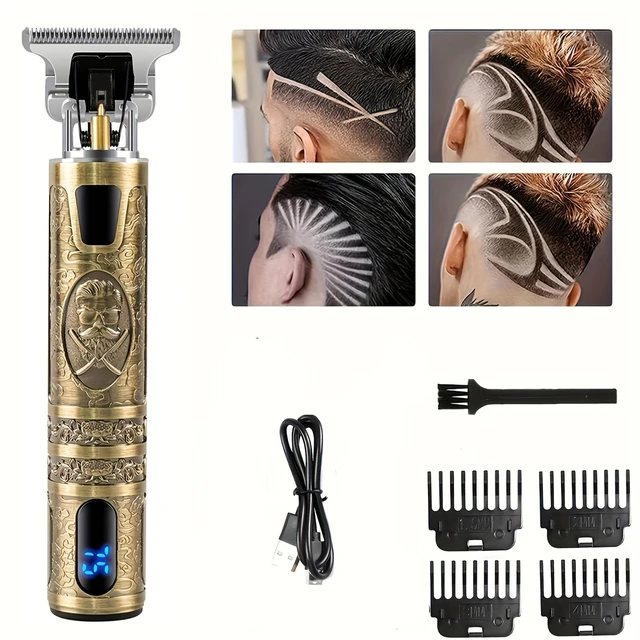 Electric Hair Clipper With LCD Display Oil Head Hair Cutting Machine Hair Beard Trimmer Rechargeable USB Shaver For Men Father 4