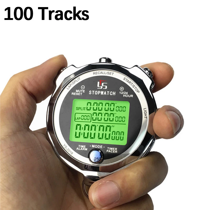 שעון סטופר מקצועי 0.001s דיוק ספירה לאחור טיימר זוהר 100/200 ערוצי עבודה