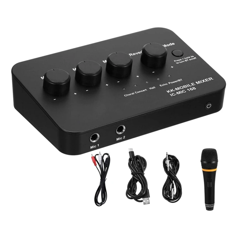 

RISE-Karaoke Microphone Mixer,Portable Singing Recorder With UHF Wireless Mic,For PC,DVD Player,For Conference,KTV,Party,Etc