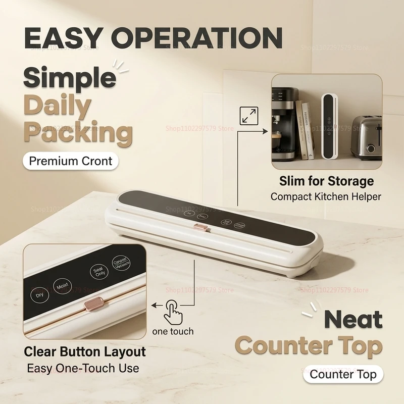Vacuum Sealer Machine for Food with Built-in Cutter Dry and Wet Modes Easy Kitchen Food Saver Vacuum Packaging Keeps Food Fresh 4