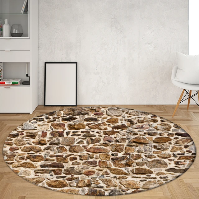 Alfombras redondas de piedras de colores 3D, alfombra de piedra