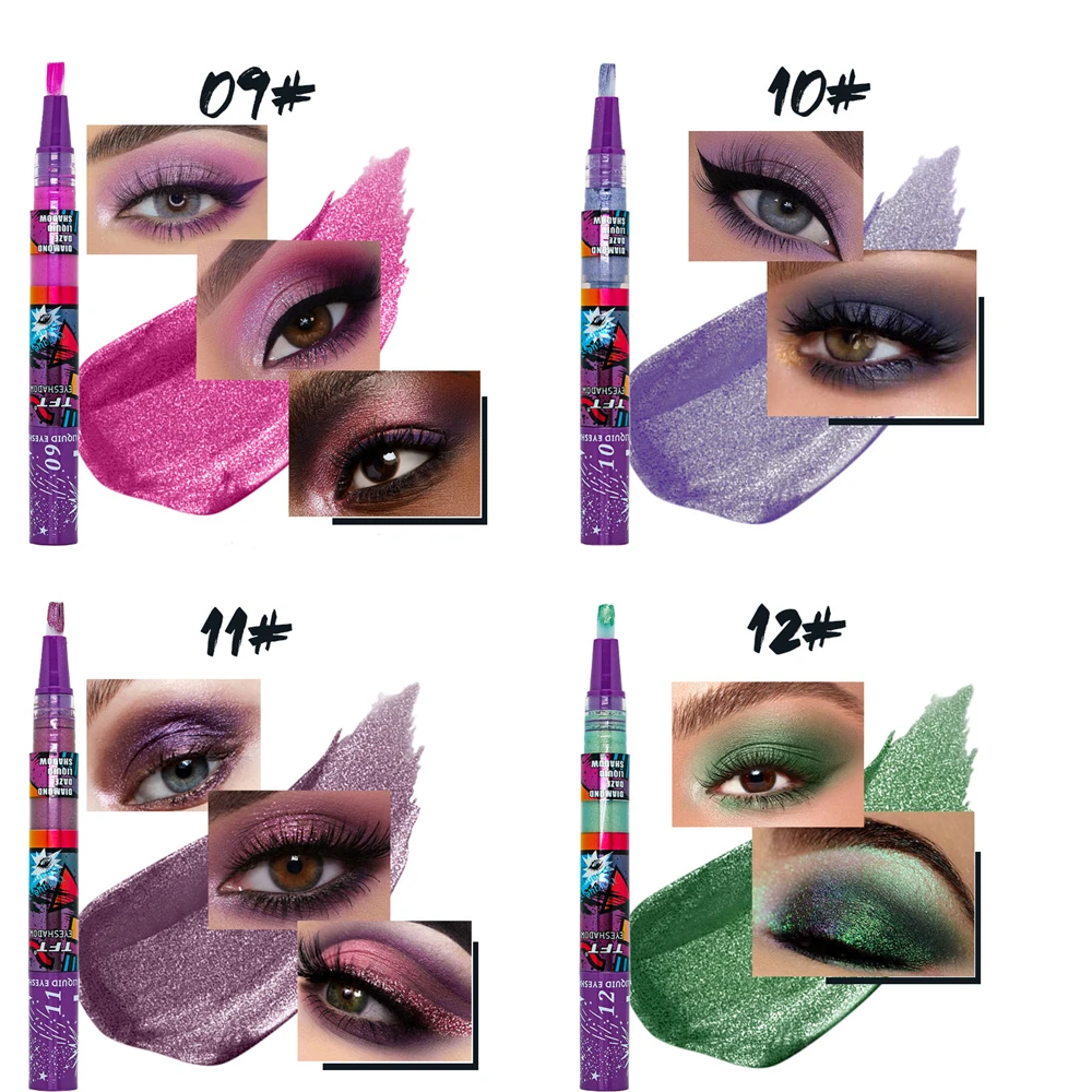 Glitzernder Lidschatten Stift Liquid Highlighter Wischfest Glanz_voghion.com