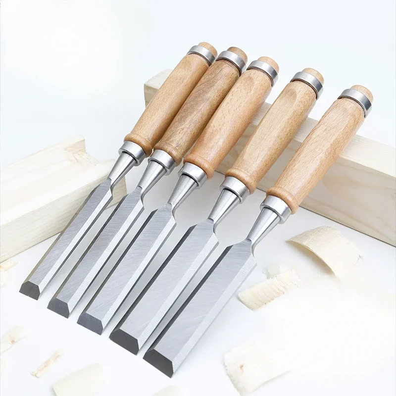 Wood Carving Chisels Set with Beech Handles, Ergonomic Wood Carving Tools, Sharp Chrome-Vanadium Steel