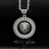 Hip Hop Gold Color Plated Iced Out Micro Pave Cubic Zircon Lion Head Pendant Necklace Charm For Men Jewelry Gifts 3