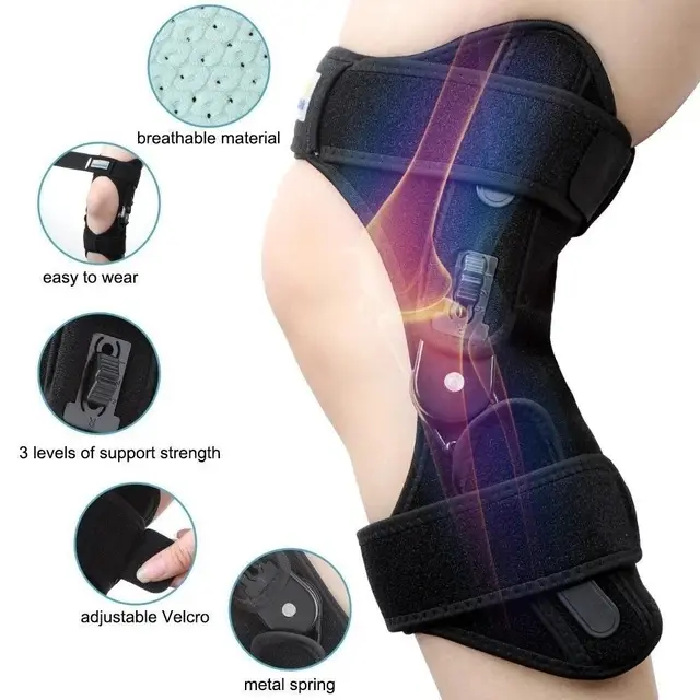 Knee Assistive Device Knee Booster Power Joint Support Knee Pads Non-Slip Knee Support Spring Stabilizer for Climbing 4