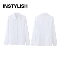 Chemise élégante pour femmes, chemisier en mousseline de soie à boutons, printemps été, décontracté, uni, manches longues, col rabattu, tuniques, chemisier OL, hauts 6