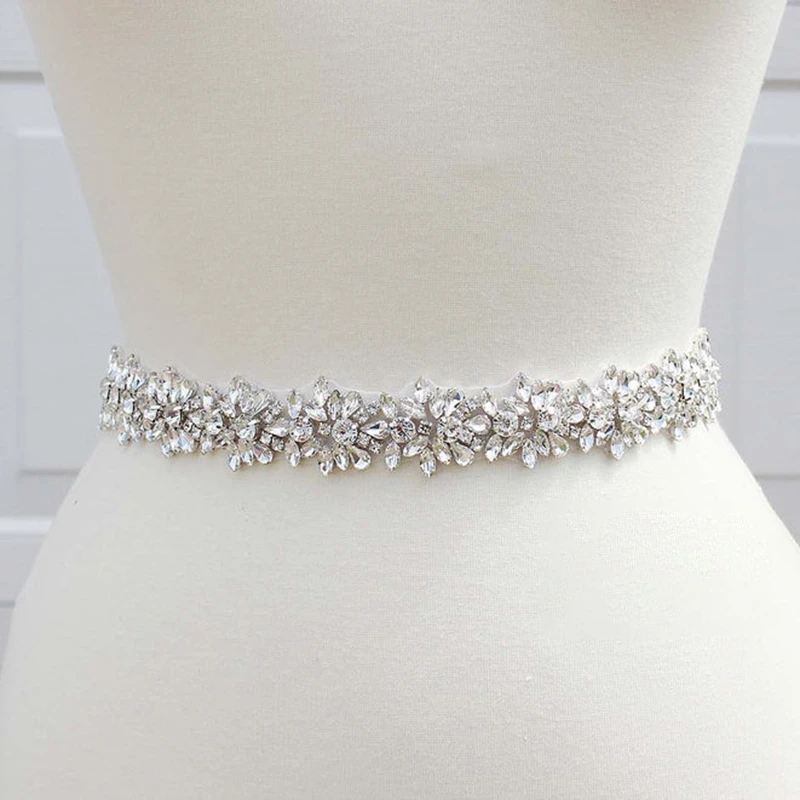 Missrdress Wedding Women Rhinestones Handmade Belt Wedding Evening