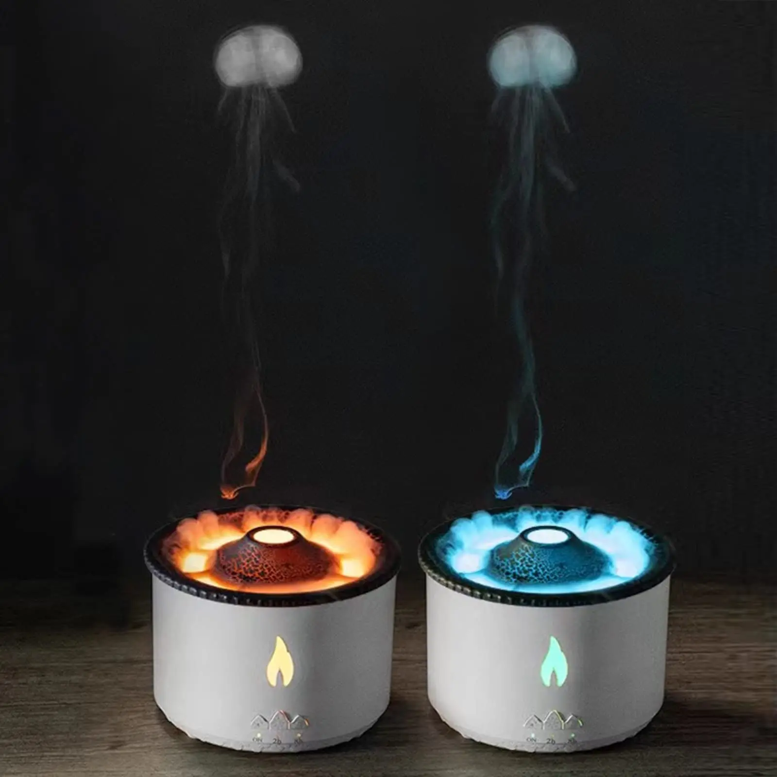 

360ML Volcanic Flame Aroma Oil Diffuser USB Air Humidifier Ultrasonic Portable Jellyfish Smoke Ring Fire Sprayer for Bedroom Car