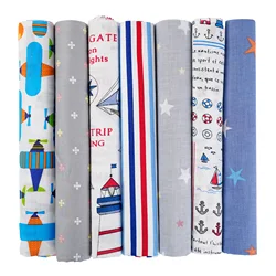 7PCS Cotton Craft Fabric Squares for DIY Patchwork, Quilting, and Art Projects (Blue Grey)
