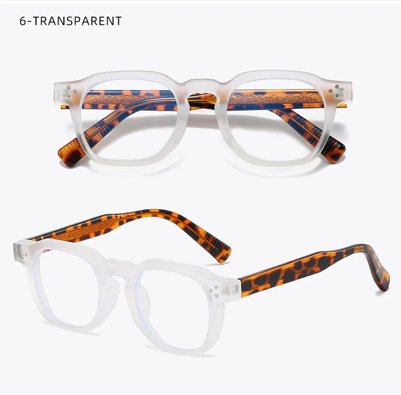 Vintage-Brille mit blauem Licht blockierend – dicke quadratische Rahmen mit Acetat-Inlay und Metallstiften | Künstlerischer Unisex-Stil – Detail 14