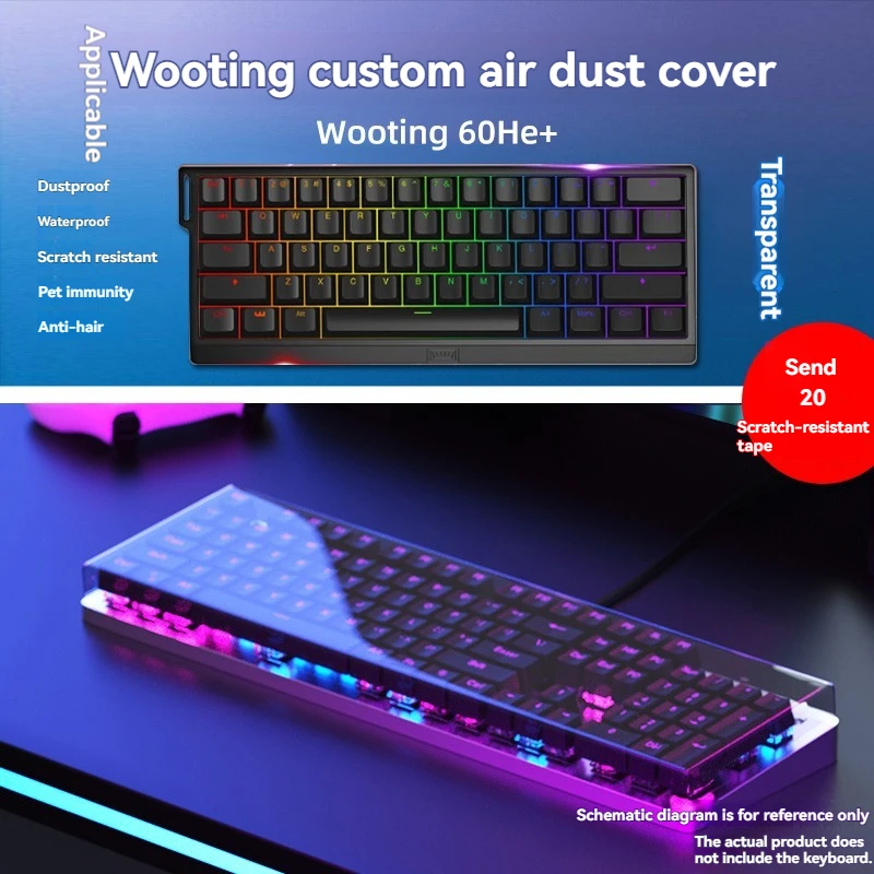 Wooting 60He+/80He Mechanical Keyboard Dust Cover Transparent