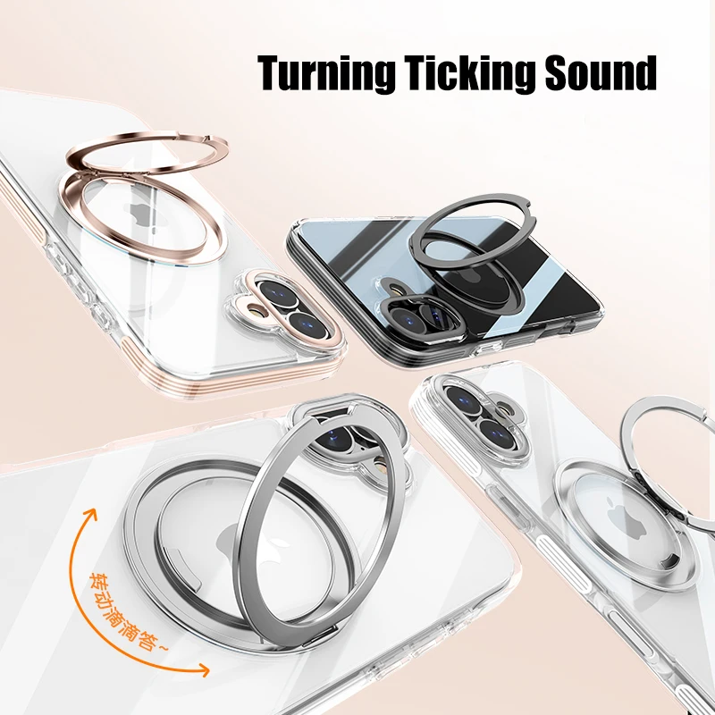 HD Transparent Magnetic Stand Phone Case with Airbag Protection and Metal Lens Shockproof Cover