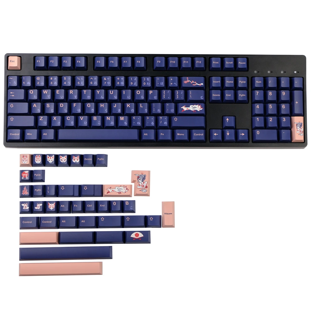 Gmk Kitsune Clone Versão Keycap Teclado Mecânico Perfil Cereja Pbt Japonês 142 Chaves Sublimação Dye mx Switches - Imagem 5