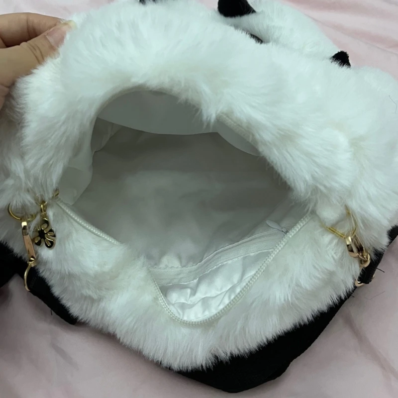 Large Fuzzy Bag Claw Backpack Plush Shoulder Bag Faux Furs Crossbody Bag