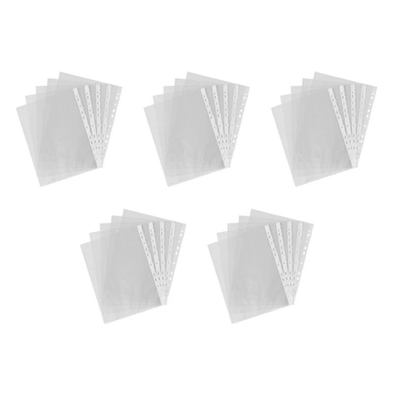 

500Pcs A4 PP Punched Punch Pockets Folders Filing Wallets Sleeves Bag Transparent 0.03Mm