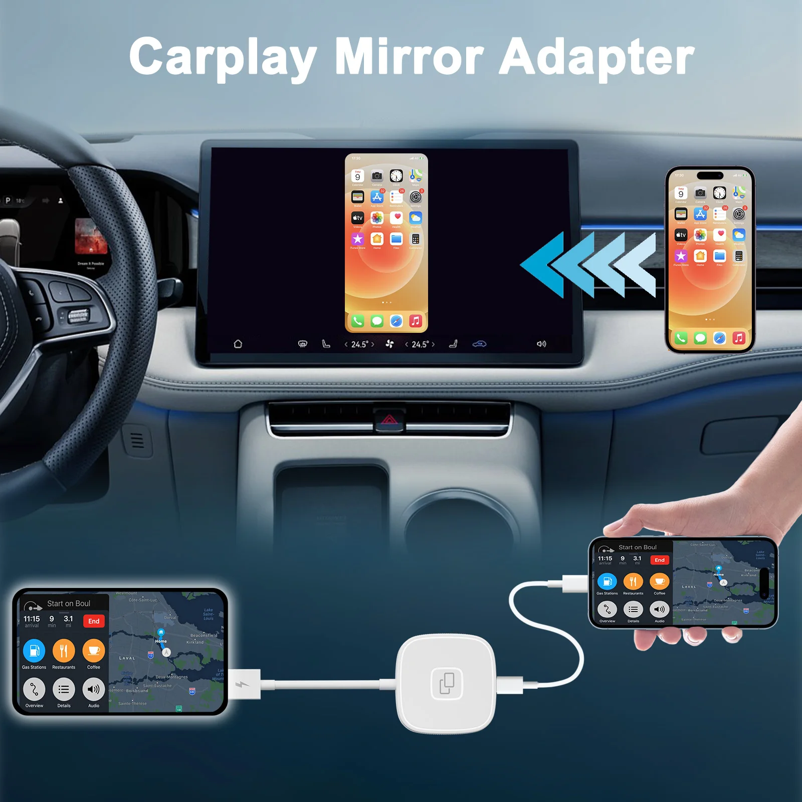 IPhone Carplay zu Autos piegel Adapter Kabel Carplay Mirror ring