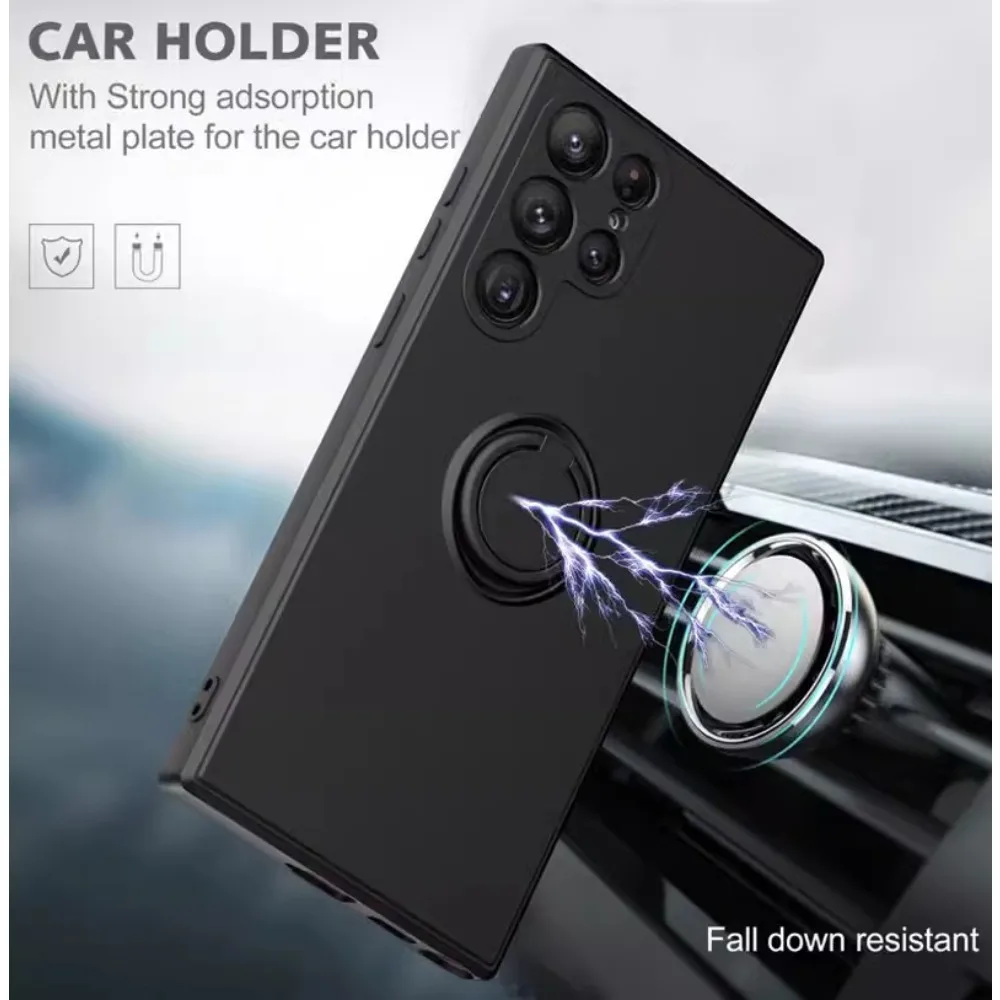 Liquid Silicone Phone Case with Ring Holder and Wrist Strap