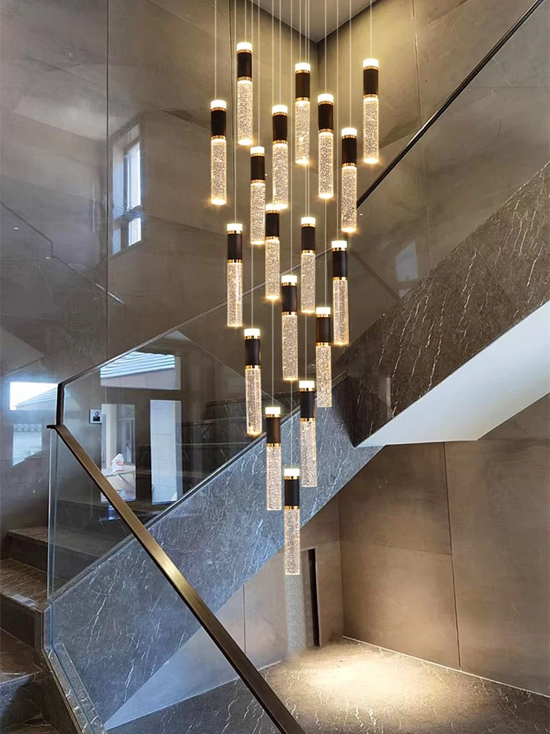 Modern Crystal Chandelier - Elegant Pendant Lamp for Living Room and Staircase