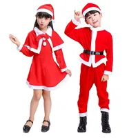 Costume de fête de noël chaud pour enfants d'hiver, manteau, pantalon, chapeau et couvre-chaussures, costume de jeu de rôle du père noël pour garçons et filles, Chri 3