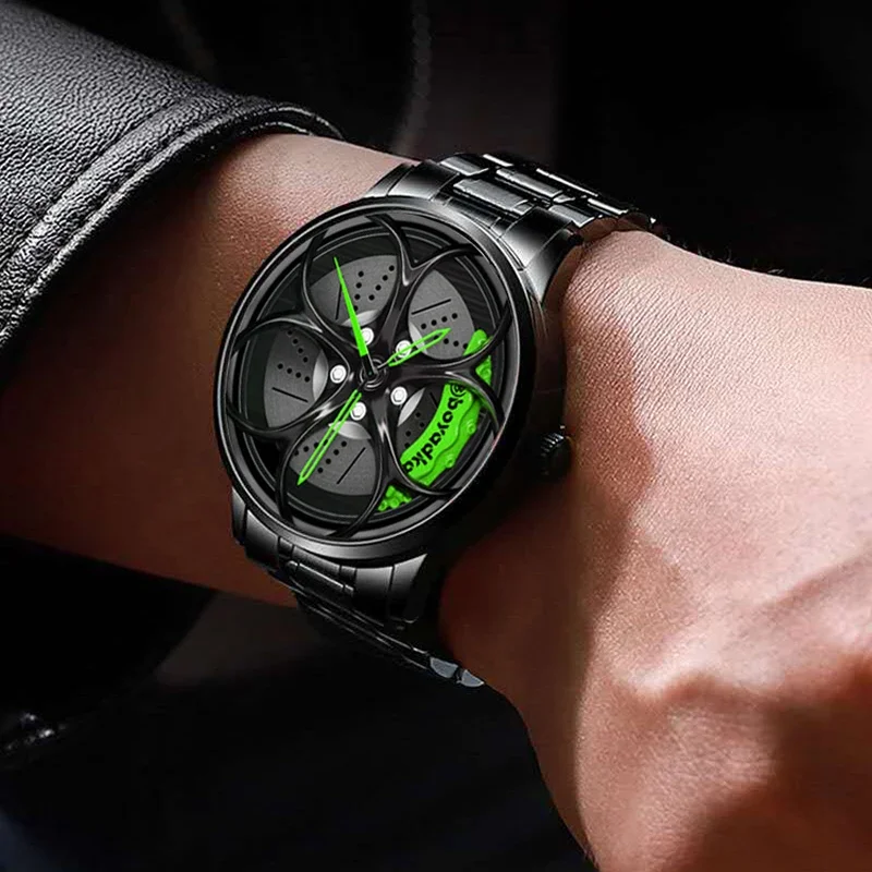 Stainless steel Watch Hub Custom Design Sports Car Rim Sports Watch Waterproof Creative Male Watch Mens Wheel Wristwatch Clock 5