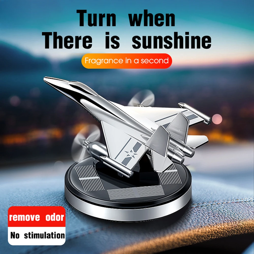 Car Air Freshener Solar Propeller Fighter Aromatherapy Car Interior Decoration Accessories Car Rotating Aromatherapy Perfume_voghion.com