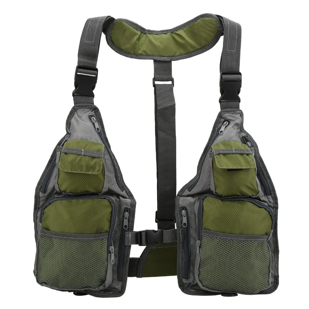 600D 옥스포드 천 낚시 조끼 대용량 수납 공간 경량 낚시 조끼 통기성 속건 플..