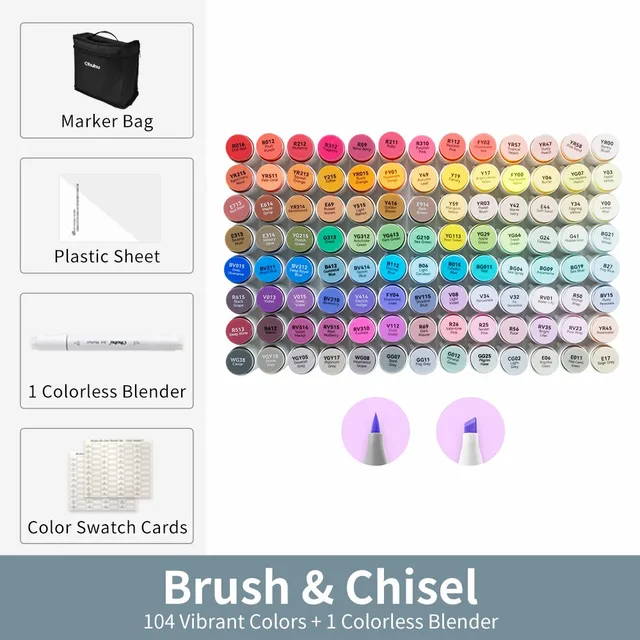 Ohuhu Honolulu 104 Colors Marker Pen Set Alcohol Art Markers
