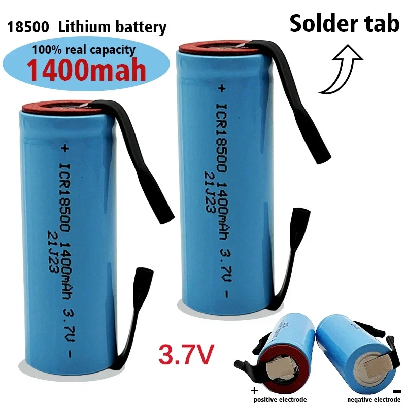 

100% Original 18500 1400mAh 3.7V Rechargeable Lithium Ion Battery Safety Suitable for LED Flashlights + Nickel DIY Battery 18500