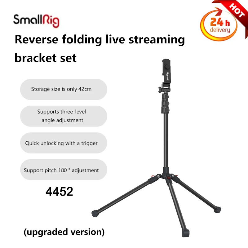 

SmallRig Aluminum Tripod Compact Lightweight Foldable Live Streaming Tripod 1.8M High for Vlog, Outdoor Floor Standing 4452