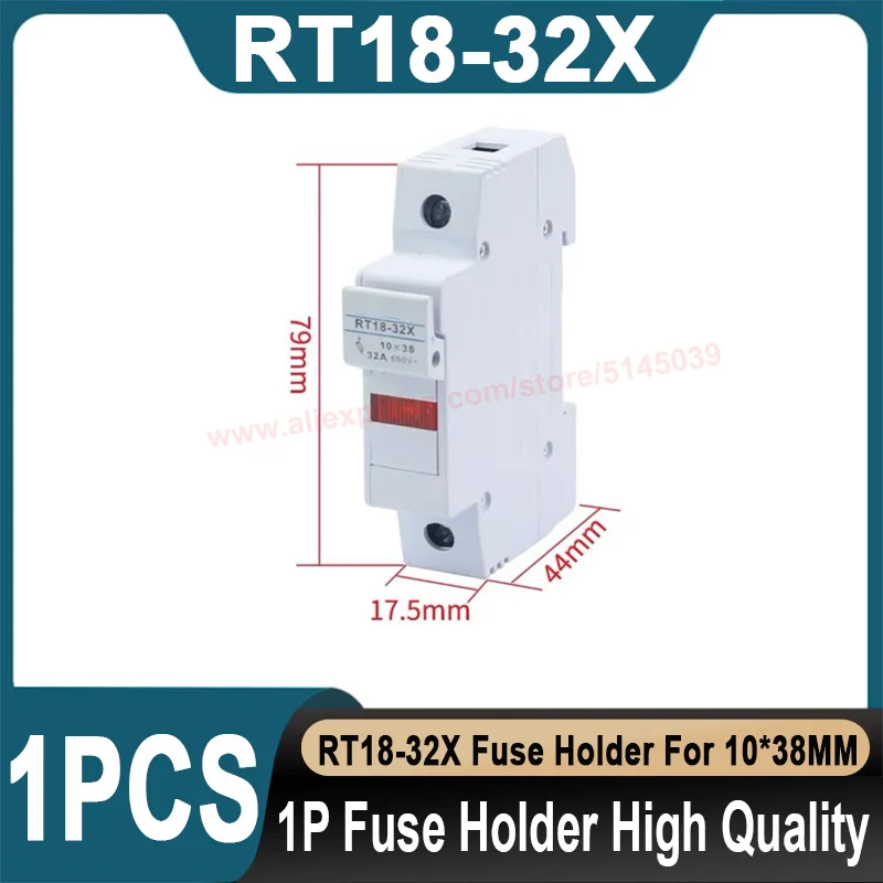 RT18-32X Fuse Holder AC 500V~690V 10*38MM Ceramic Fuse Holder DIN Rail Mounting Base With LCD LED Light RO15
