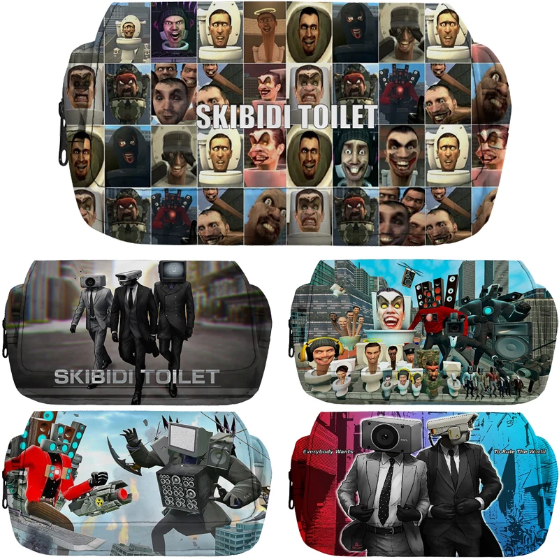 

Туалетный карандаш Skibidi, женская сумка для детей и мальчиков, мультяшная аниме двойная сумка для хранения, коробка для макияжа