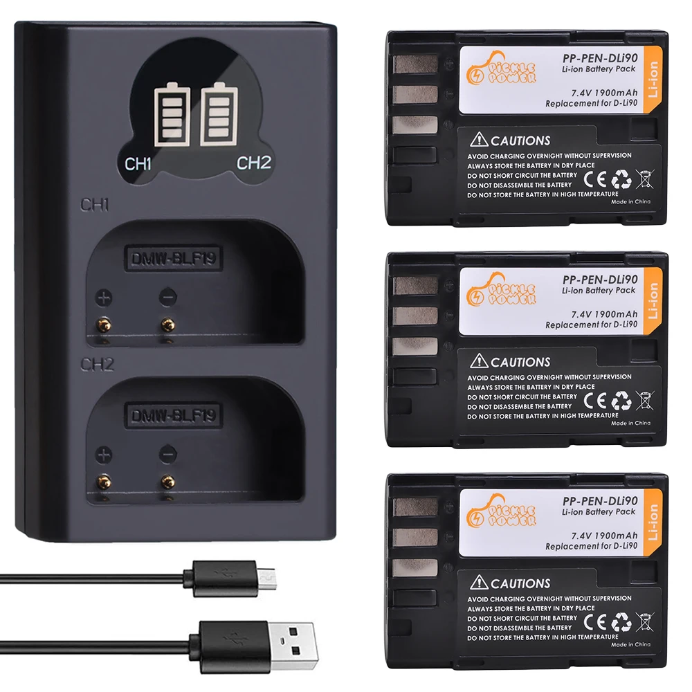 Sottaceto Power D-Li90 Dli90 D Li90 + Nuovo Caricatore Doppio Led Per Pentax Pentax 645 645D 645Z K-1 K-01 K-3 K-5 K-5D K-5Iis K-7 K-7D K1