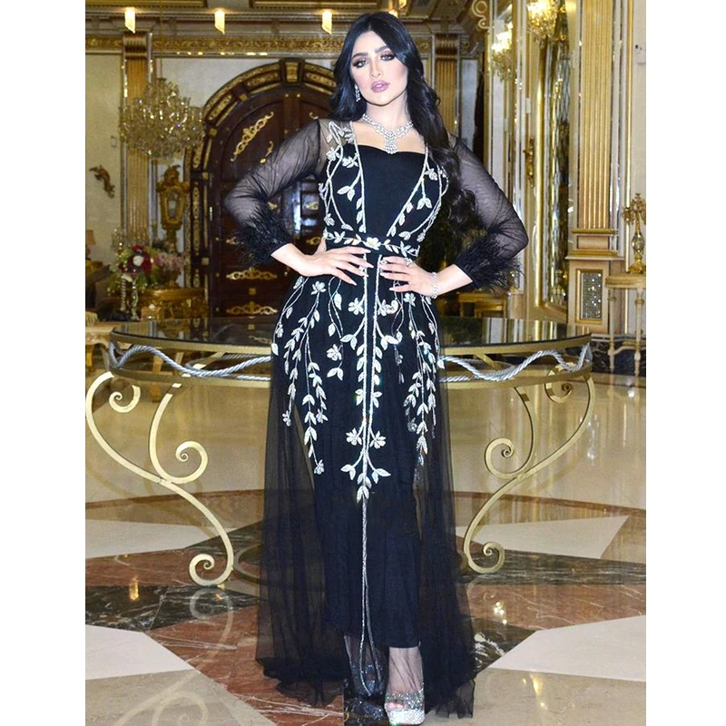 

Spring Autumn Dress Robe Women Lace Mesh See-through Diamond Dress Women Long Sleeve Feather Stitching Square Collar Robe Dress