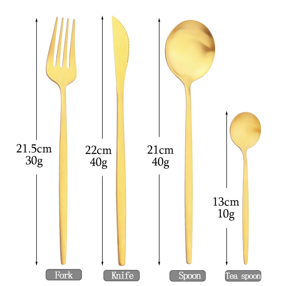 Description Picture 4 of item16Pcs Stainless Steel Cutlery Set Matte Dinnerware Set Knife Fork Spoon Kitchen Fork Flatware Kitchen Tableware