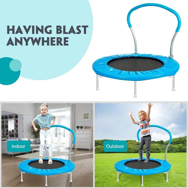 36-Inch Kids Trampoline with Handle - Indoor Mini Rebounder for Toddlers, Safe & Fun Fitness