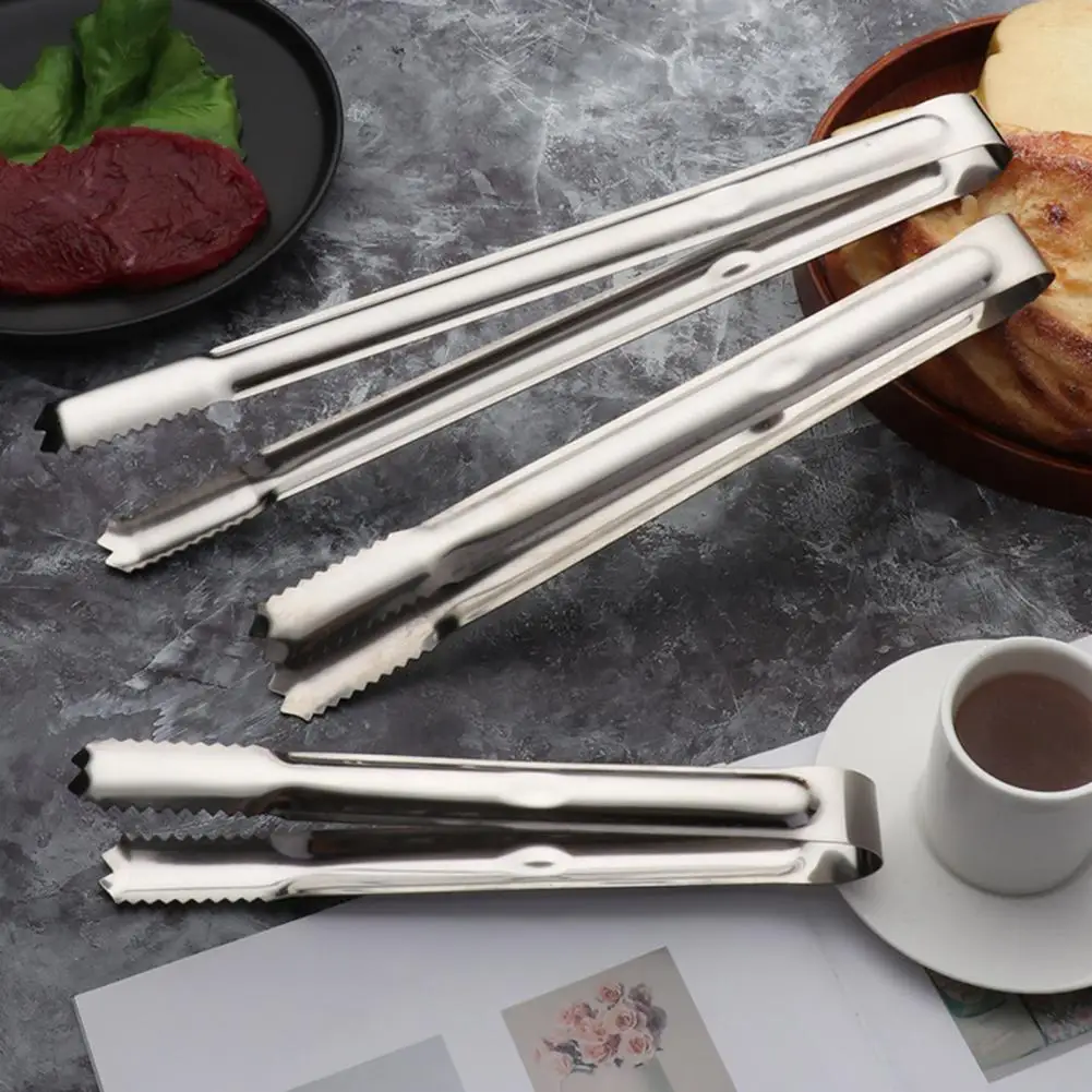 Stainless Steel Ice Clip Stainless Steel Tongs Set for Bbq Salad Serving Ice Handling Lightweight Utensils with Plastic Handles