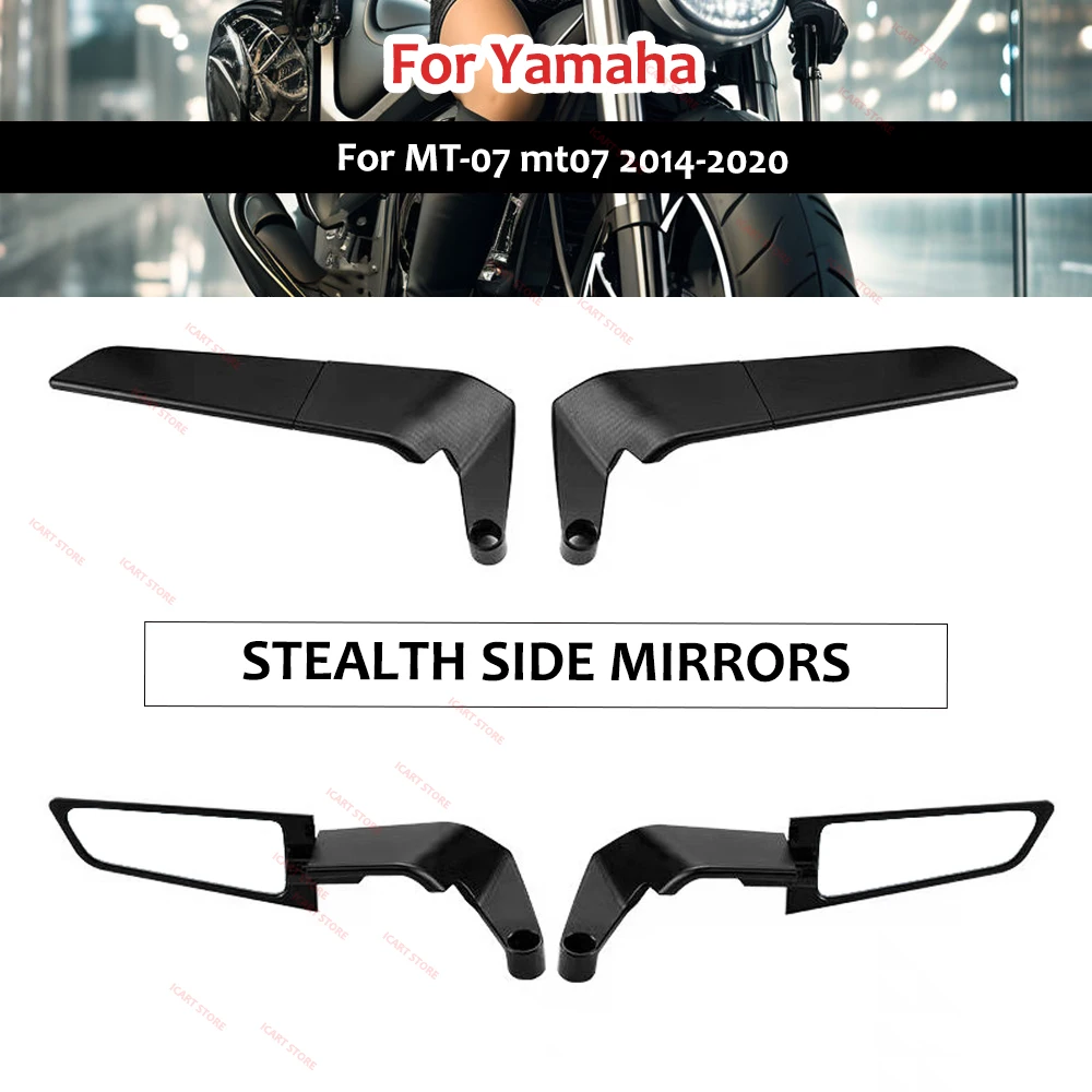 

Мотоциклетные зеркала Stealth Winglets, наборы зеркал для вращения регулируемых зеркал для Yamaha MT-07 mt07 2014-2020