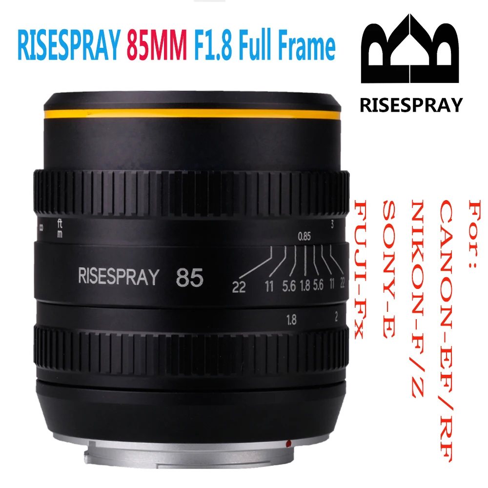 NEW RISESPRAY Full Frame 85MM F1.8 Metal Manual Camera Lens For